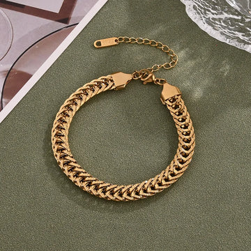 Gold Handmade Chain Bracelet (Gold)【String Length: 180 60mm】