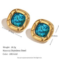  Ear Studs-Golden-Blue Zirconium